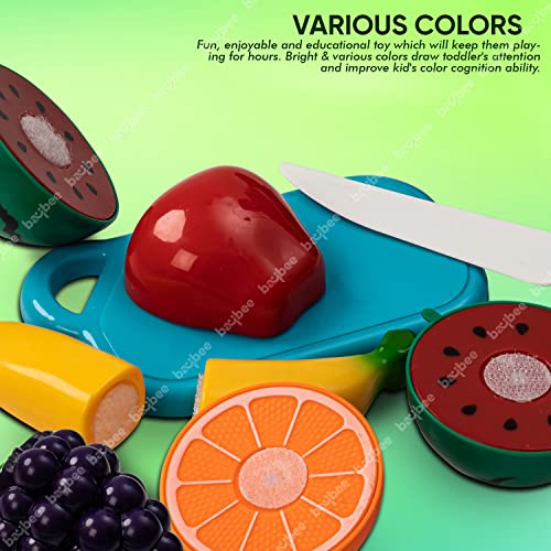 Image of Baybee Fruit Cutting Toy Set for Kids | 5pcs Sliceable Fruits with Knife & Cutting Board | Pretend Play Kitchen Set for Toddlers 2+ Years