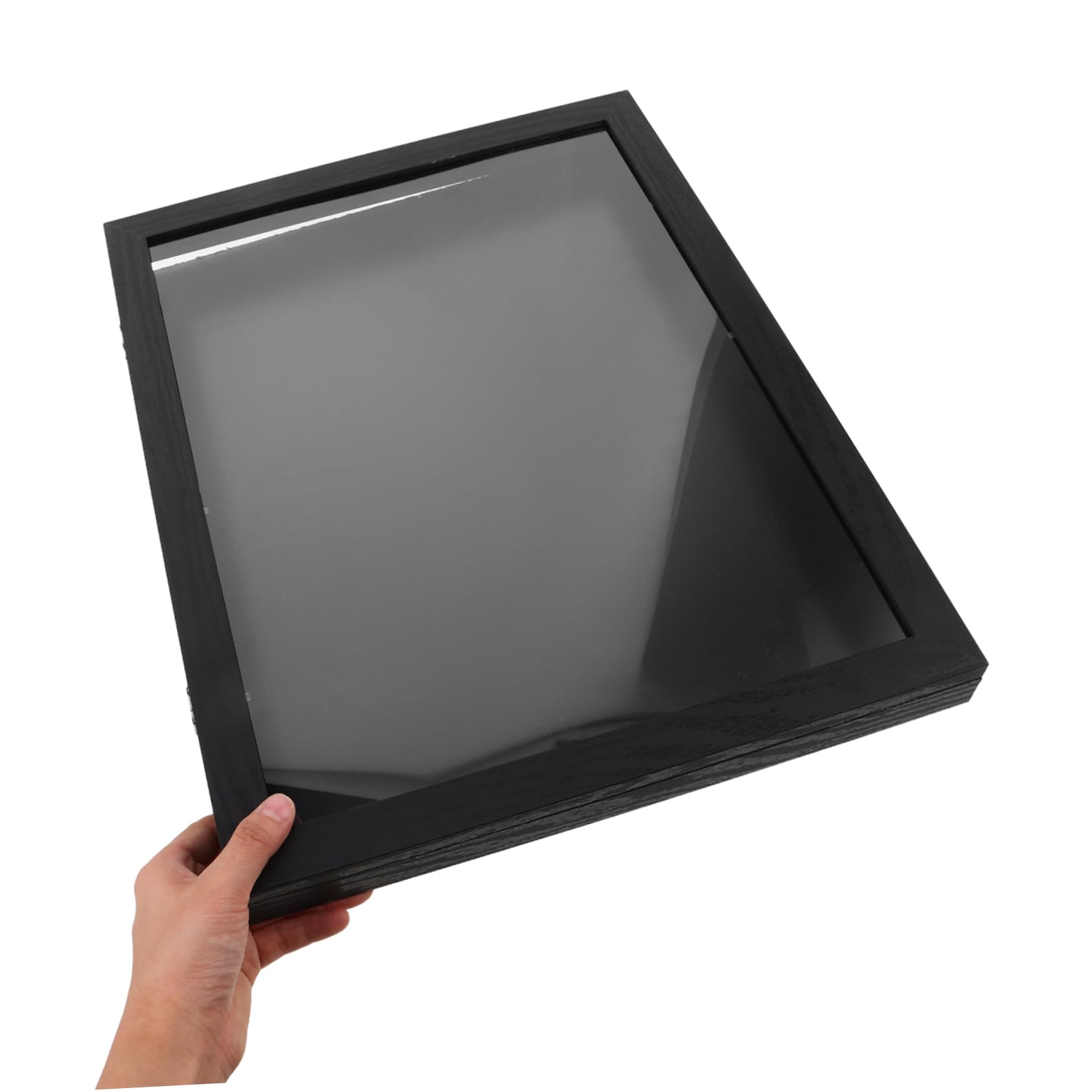 UKCOCO Marco de Uniforme Deportivo de Madera 14x18 Negro para Camisetas | Caja de Sombra para Montaje en Pared, Formato Cuadrado, Exhibición de Coleccionables y Honores de Equipo