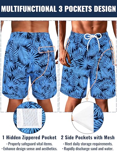 Mens Swim Trunks with Compression Liner 9'' Quick Dry Mens Bathing Suit 9 Inch Inseam Men's Board Shorts Men Swimsuit2