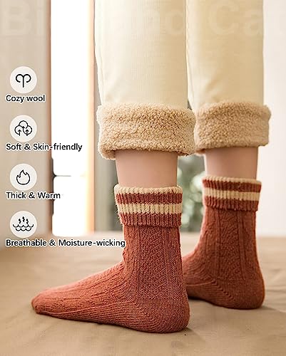 Image of IIG Cute Warm Wool Socks for Women Super Cozy Thick Crew Winter Socks Gifts, 5 Pairs