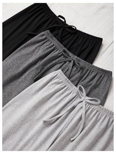 Women's 3 Pack Pajama Bottoms Bow Knot Elastic Waist Comfy Casual Pajama Lounge Pants4