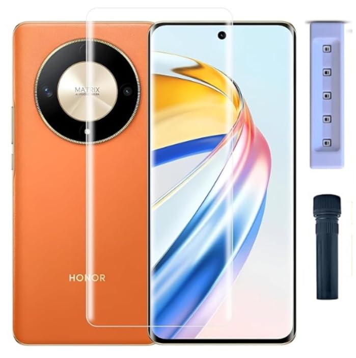 Image of UV Tempered Glass Curved Design for Honor 9XB (5G) Advanced Border Less Full Edge to Edge Screen Protector and Easy Installation Kit