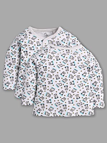 Image of BABYGO Unisex Baby 100% Cotton Full Sleeve Front Open T-Shirt Pack of 3|Soft Breathable Infant Clothing Set with Snap Buttons|Comfortable Layering Top for Newborn Baby Boys & Baby Girls Regular Fit