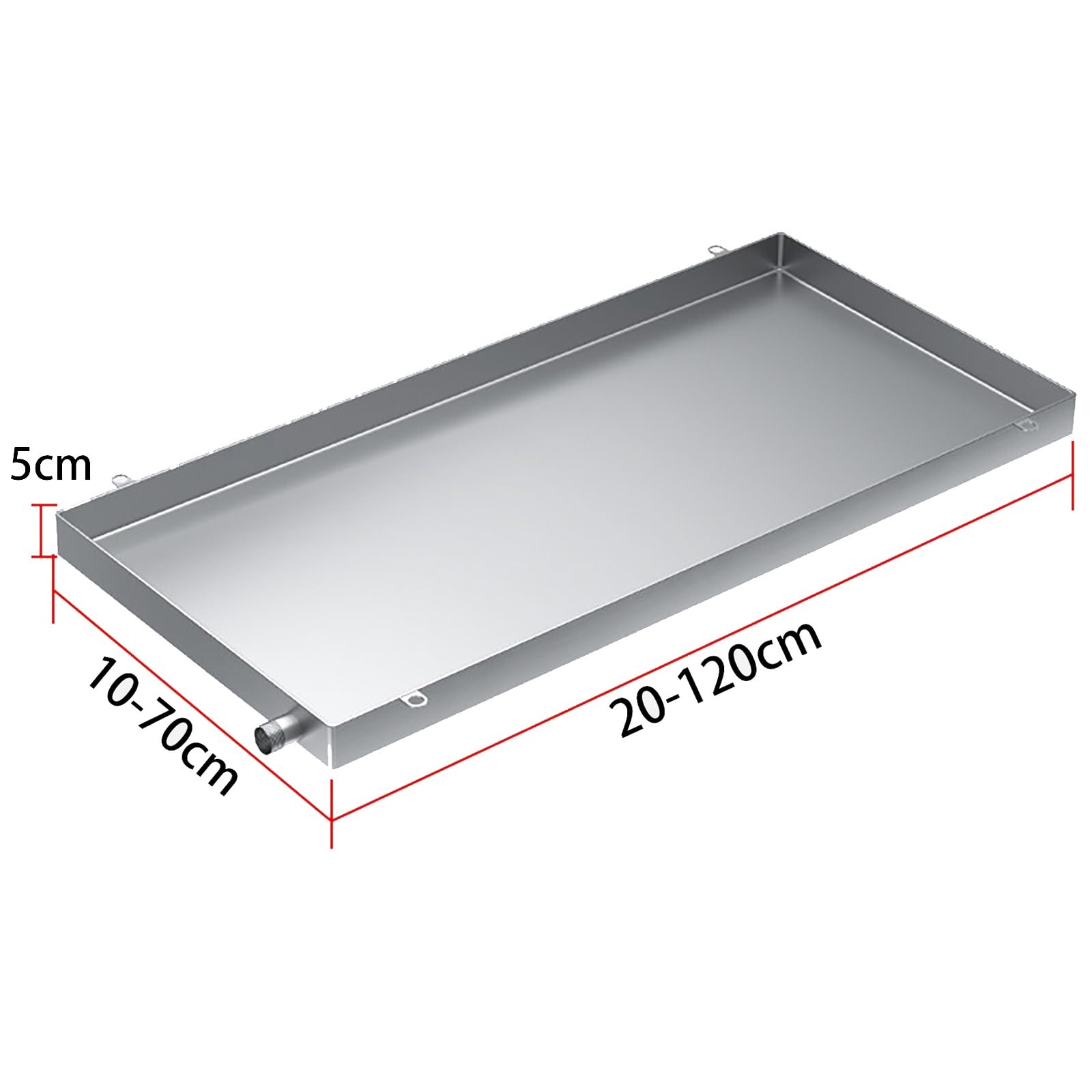Bandeja de Goteo para Aire Acondicionado de Acero Inoxidable, Bandeja Desague Colector de Agua de Condensado Universal para Unidad Exterior 1-2P con Manguera y Abrazadera Kit(20x10cm)