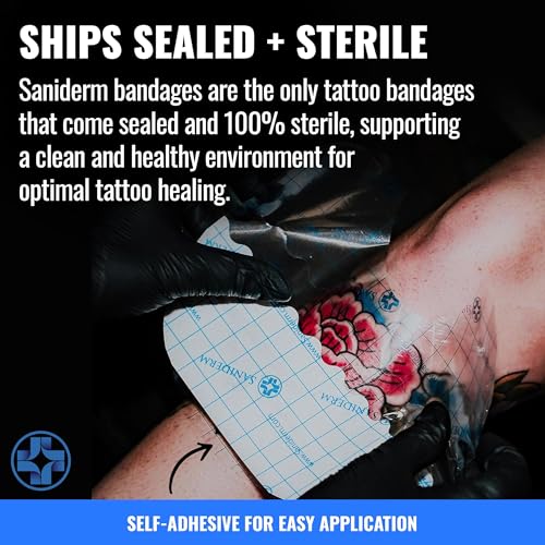 Image of Saniderm - Original Tattoo Aftercare Bandage Roll - 10.2 in x 8 yd Roll | Contains Waterproof, Sterile, Latex-Free Tattoo Film, Gloss Finish and Medical-Grade Aftercare Wrap for Fresh Ink Protection.