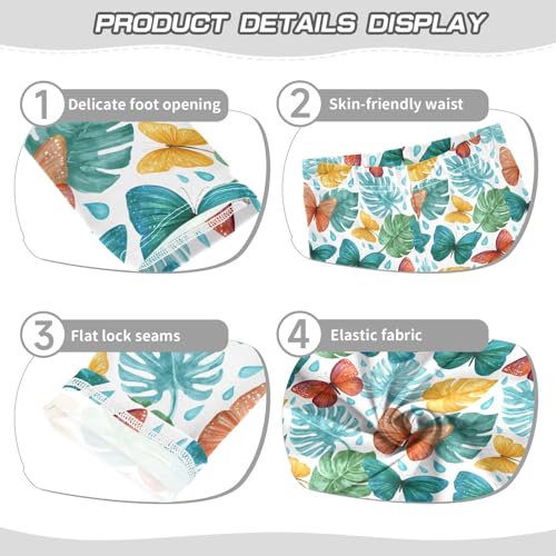 Butterfly Palm Leaves Girls Leggings Kids Yoga Pants Athletic Tights Pants 4-10 Years3