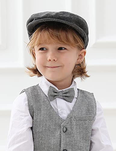 Image of A&J DESIGN Baby Boys Newsboy Cap Toddler Kids Tweed Vintage Flat Hat