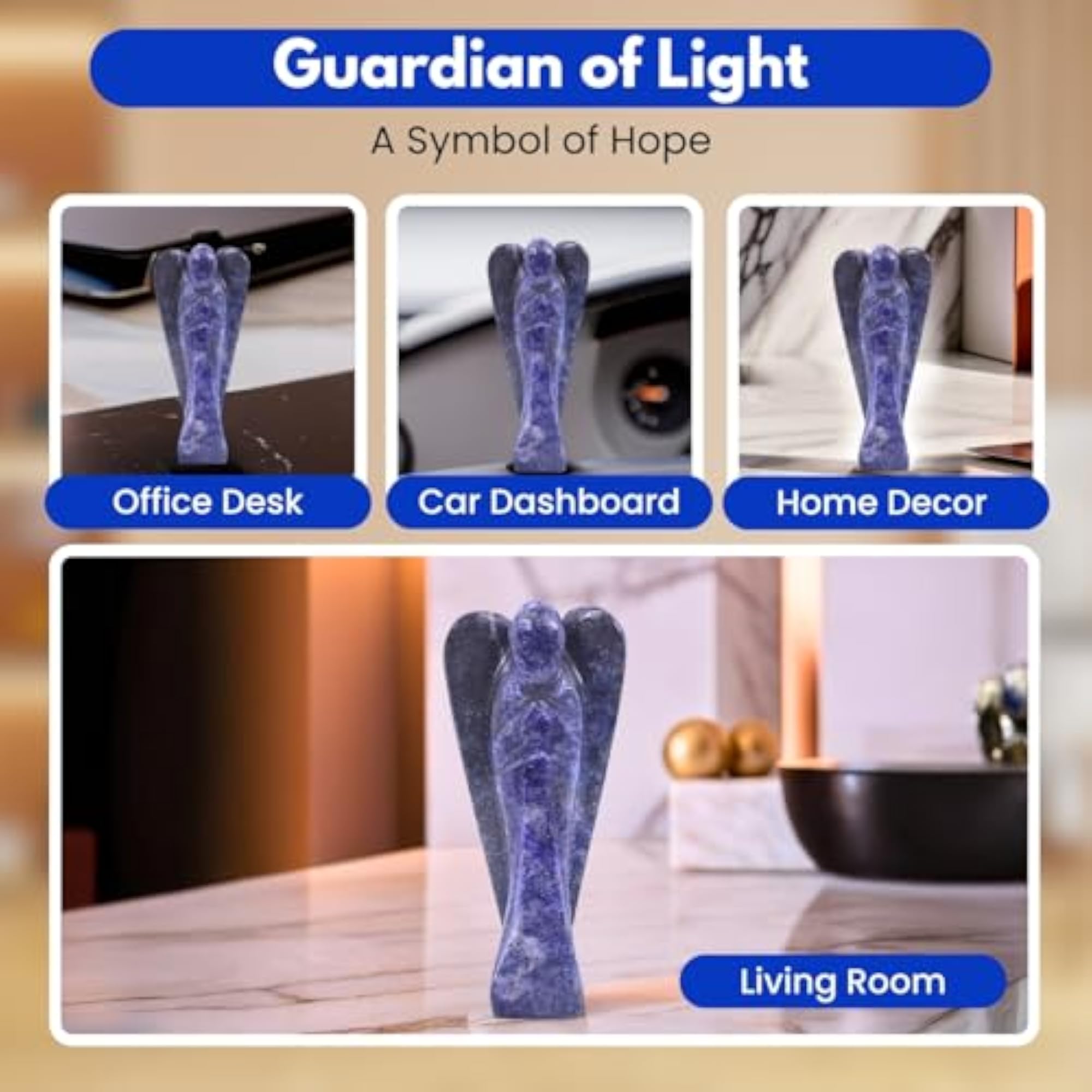 Lapis Lazuli Guardian Angel Statue, Natural Stone