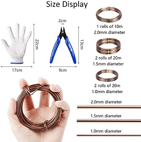 DKINY Bonsai Wire Kit for Bonsai Tree Aluminium Plant Training Wire Brown Craft Wire Garden Wire with Wire Cutter Pliers for Branches Small Trunks 1mm/1.5mm/2mm Thick, Total Length 164ft (50m)