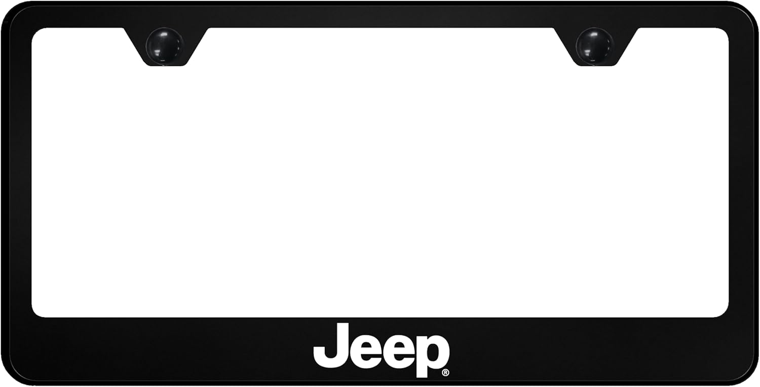 Au-TOMOTIVE GOLD INC. Officially Licensed UV Print Logo on Black Polycarbonate License Plate Frame for Jeep
