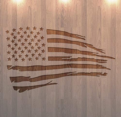 Braides Distressed Flag Reusable Stencil for Painting on Wood,Wall,Furniture,Airbrush Drawing Pattern/Design: USA,Torn Flag Material: Plastic,Mylar Size: 8 inch x 8 inch