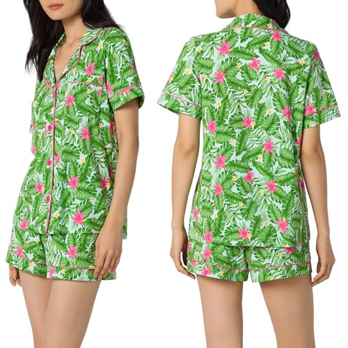 Image of Bed Head PJs Womens Matching Pajamas - Soft Organic Short Sleeve Button Down PJ Shirt & Shorts Set - Sleepwear & Loungewear