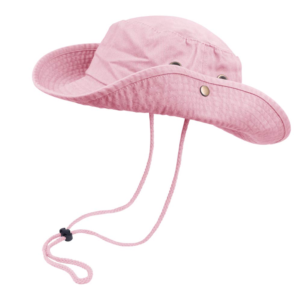 Bucket Hats with String Wide Brim Hiking Fishing UV Sun Protection Safari Unisex Boonie, Pink, S/M