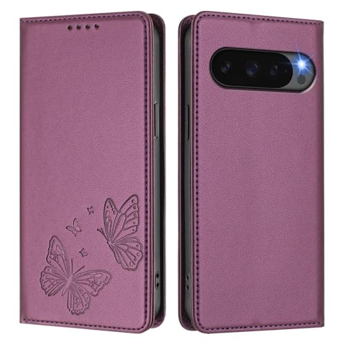 Étui Google Pixel 8 Pro anti-rayure cuir violet à rabat aimanté