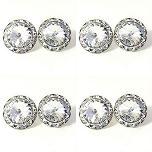 DOLON 4 Pairs 17mm Round Shaped Acrylic Stone Crystal Post Earring Studs Jewelry Gift for Women Bridal Wedding Casual Stage Everyday Wear Jewelry2