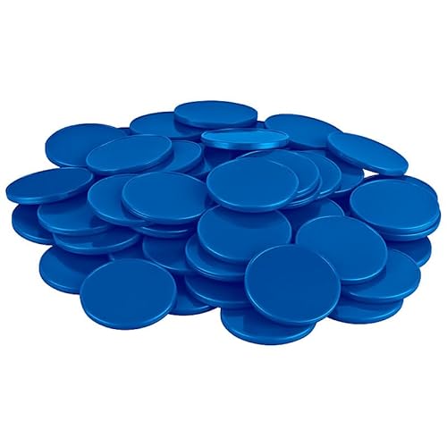 Einkaufswagenchips Rohlinge aus Kunststoff Größe wie 1 Euro Münze, Farbe:enzianblau, Größe:100 Stück