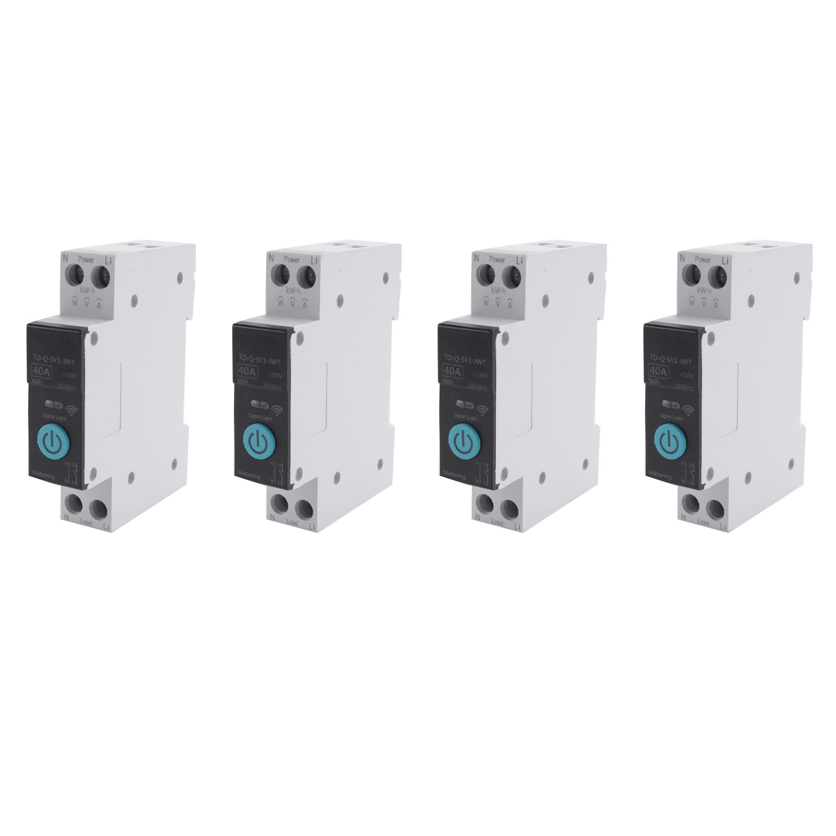 Jnchdghwa 4X 40A Tuya Single Phase Din Rail WIFI Smart Meter Timer Power Consumption Monitor KWh Wattmeter, with Metering