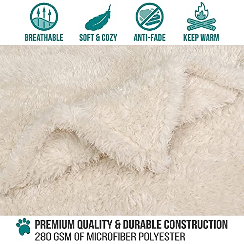 Petami Fluffy Dog Blanket For Small Medium Dog, Pet Blanket For Bed, Sherpa Furniture Couch Cover Protector, Soft Fleece Cat Sofa Throw, Shag Plush Reversible Washable For Puppy Kitten, Beige 29X40 #TOP2