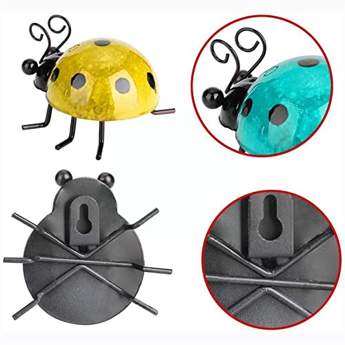 Sculpture métal ladybug jaune figurine suspendue résistante aux intempéries - 4