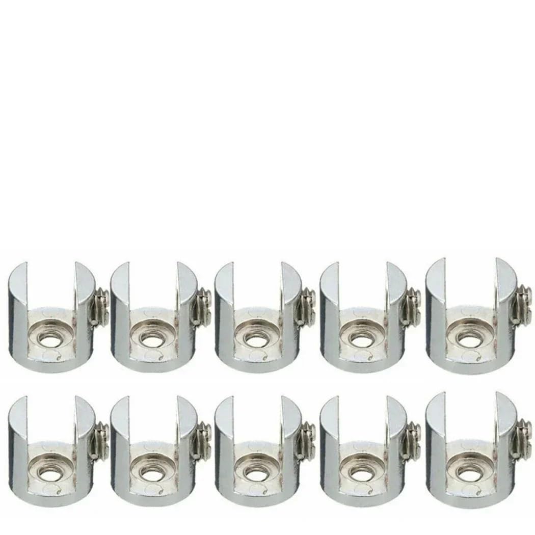 Glass Clamps 10pcs Glass Clamp Brackets Zinc Alloy Fixing Bathroom Shelf Holder Support Clamps for 6-8mm/8-10mm/10-12mm(10PCS 10-12cm)