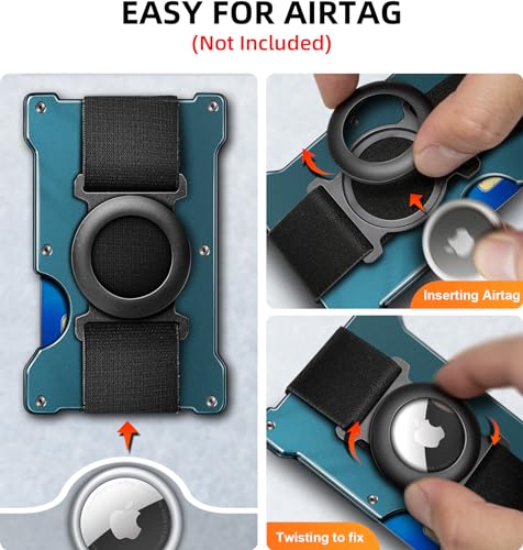 BULLIANT Men Wallet for Airtag,Slim Metal Wallet Money Clip for Men Gift Compatible with Airtag,Expandable for 15Cards,RFID Blocking2