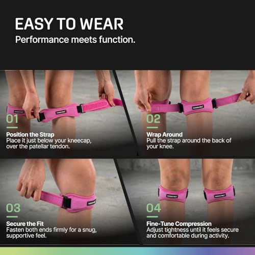 Image of Modvel Knee Strap Patella Tendon Support Brace Band, One Size, 2-Pack | Adjustable patellar tendon support strap reduces pressure on the patella; works as a knee strap, patella band and brace