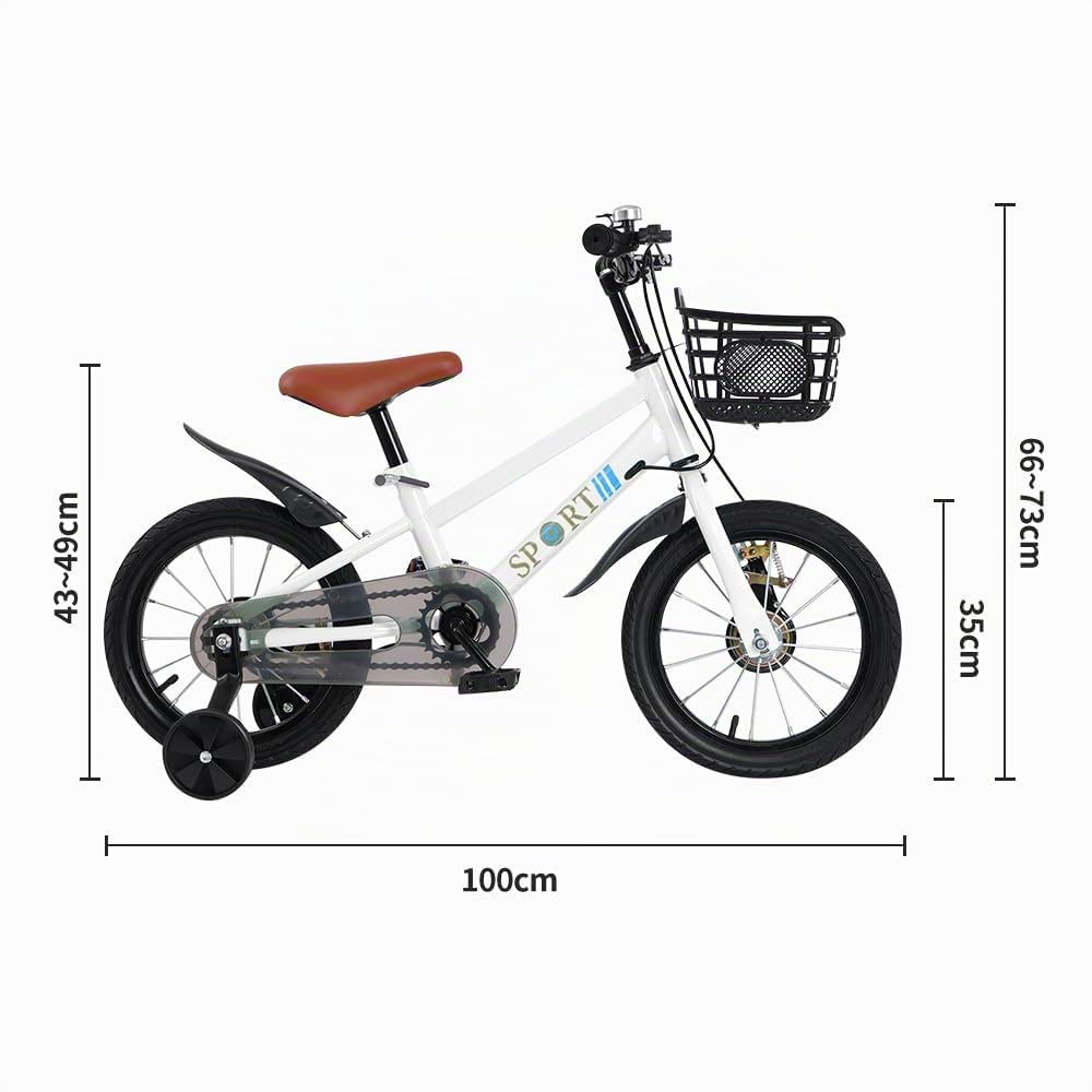 OHMG 12/14/16 Zoll Kinderfahrrad, Kinderfahrrad Kinder für Jungen und Mädchen,Anfänger Fahrrad Radfahren mit Stabilisatoren und Korb, geeignet für Kinder im Alter von 3-10 Jahren