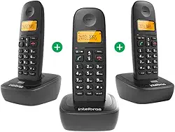 Kit Telefone Sem Fio com 2 Ramais Adicionais TS 2513 Preto Intelbras