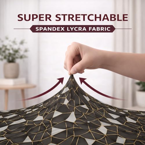 Image of STITCHNEST 'Contour Fit Series' Stretchable Printed Wooden Sofa Cover (Pack of 10) - Elastic Wooden Chair Cover | Wooden Sofa Seat Cover | Size - 20-21 x 20-21 x 3-5 in