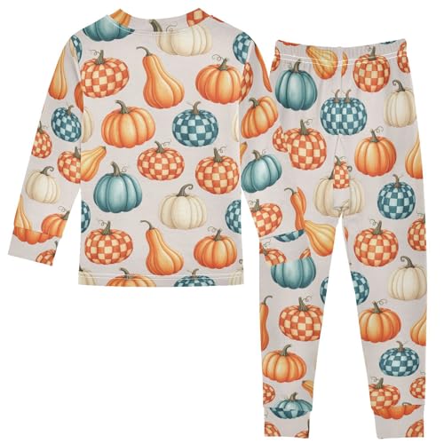 Pajama Sets Long Sleeve Colorful Pumpkin Shape Pattern Soft Comfy Sleepwear 2 Piece PJS 3-8T3