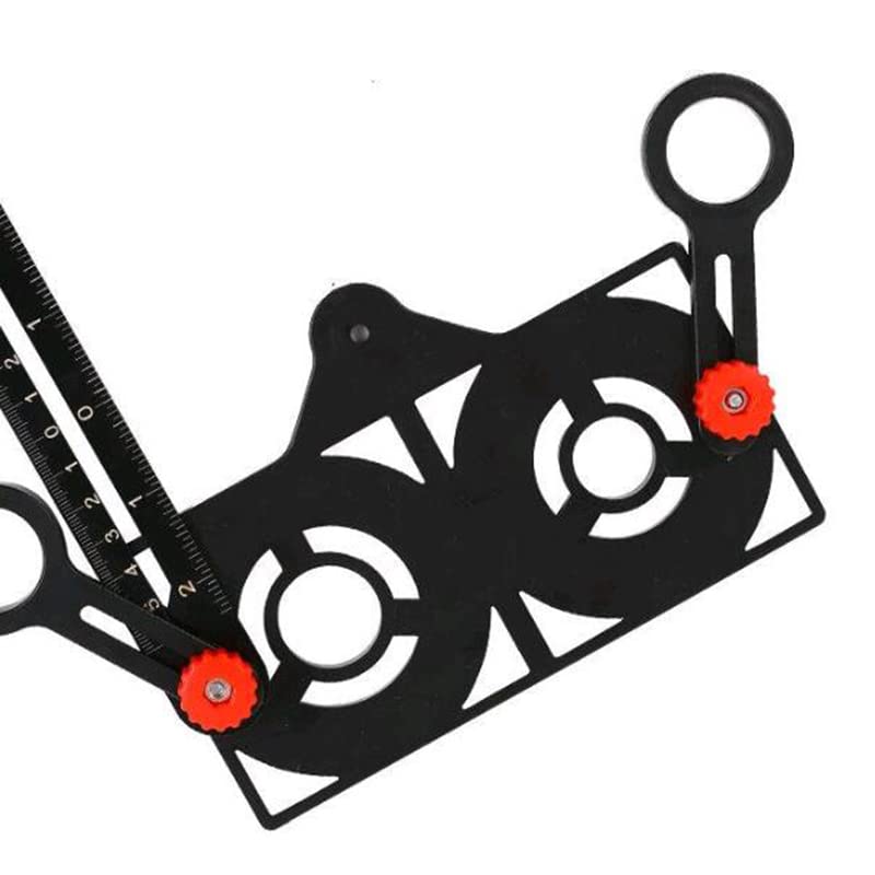 TOPWAY Righello di Misurazione Multi Angolo in Lega di Alluminio 12 Lati, Dima Angolare Strumento per Piastrelle con foro per Costruttori, Artigiani, Falegnami