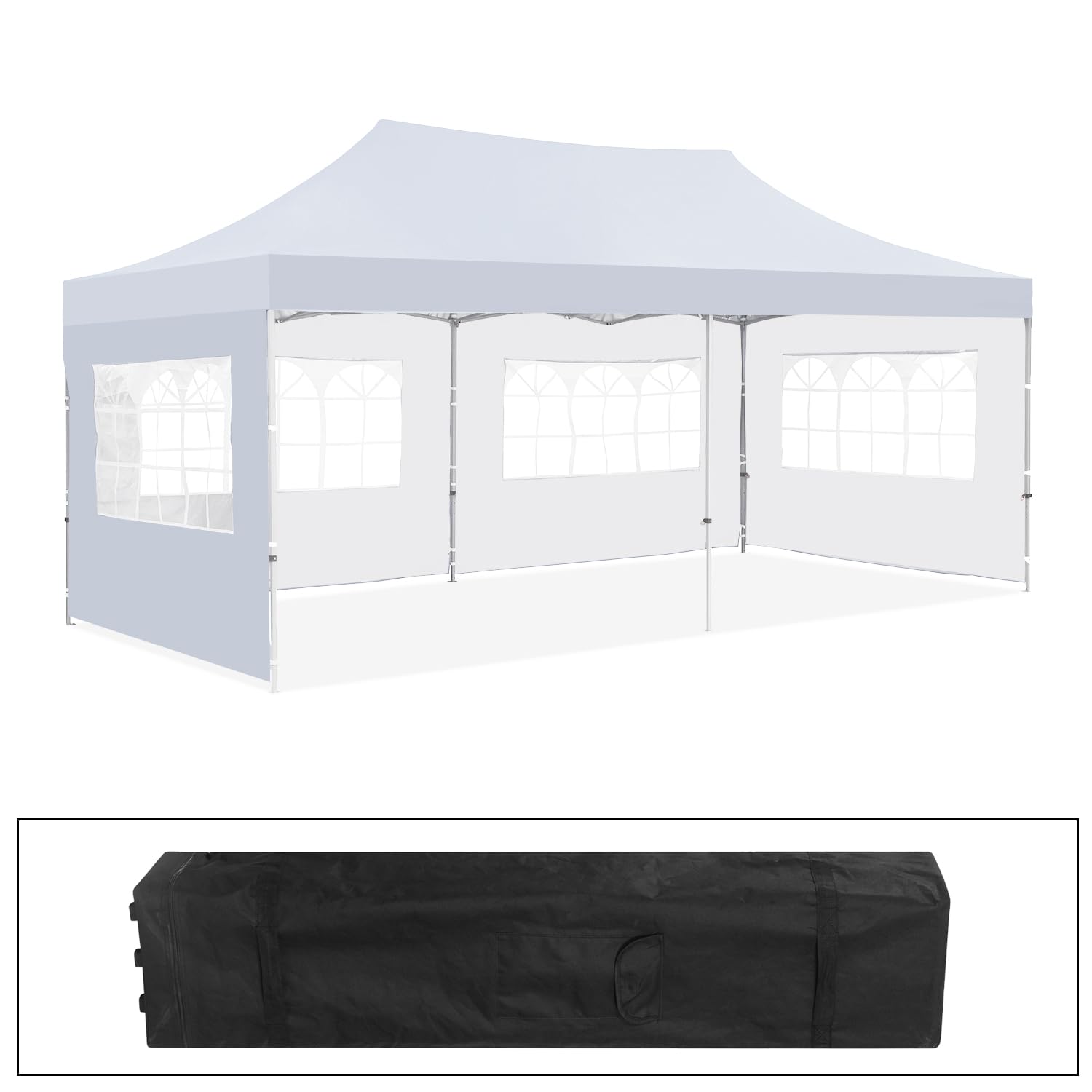 10x20 Heavy Duty Pop Up Canopy Tent, Instant Outdoor Beach Canopy Tent with 4 Removable Sidewalls and Carrying Bag, Waterproof Gazebo Tent Shelter for Parties, Backyard, and Wedding