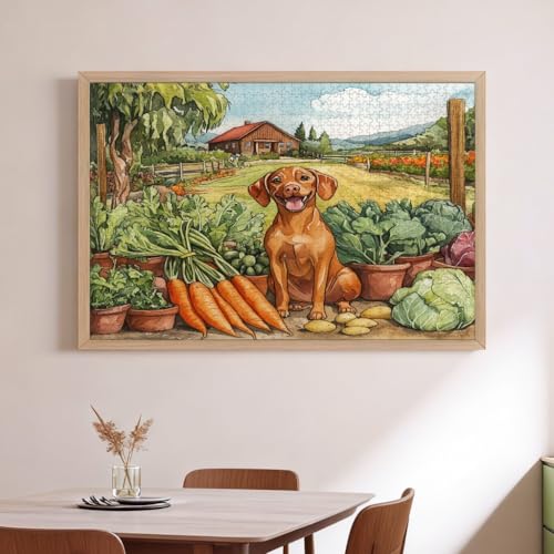 Rompecabezas de perro Vizsla primaveral en madera para revivir la alegría del campo 2