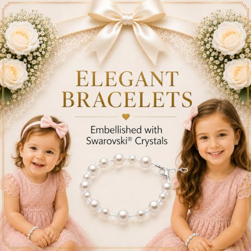 Image of Baby Crystals White Pearl Crystal Bracelet for Girl | Littel Girl Jewelry