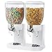 BAKAJI Dispenser Storage Dosatore Distributore Erogatore Cereali Pasta Caramelle Dolci Frutta Secca con Rotella Doppio Contenitore da 8 lt e Dosatore Interno (Bianco)