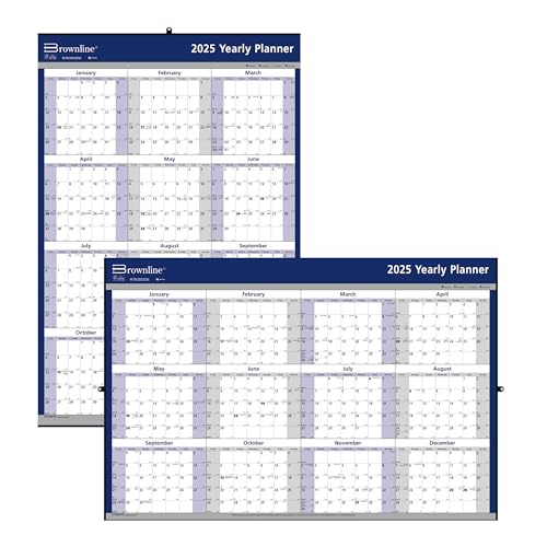 Brownline® 2025 calendrier mural annuel 24" x 36"