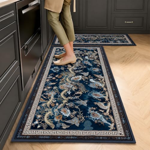 Image of MAXOSHINE Kitchen Mats for Floor Anti Slip Waterproof Feet Comfort Kitchen Runner Floor Mat Standing Desk Mat Floor Mats for Kitchen (120 * 40cm, 60 * 40cm) Set of 2