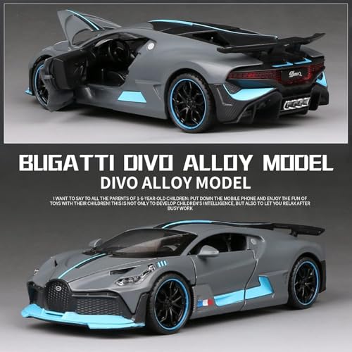 Image of Bugatti Divo 1:32 Exclusive Alloy Metal Pull Back Die-cast Car Diecast Metal Pullback Toy car with Openable Doors & Light, Music Boys Gifts Toys for Kids【Colors as Per Stock】