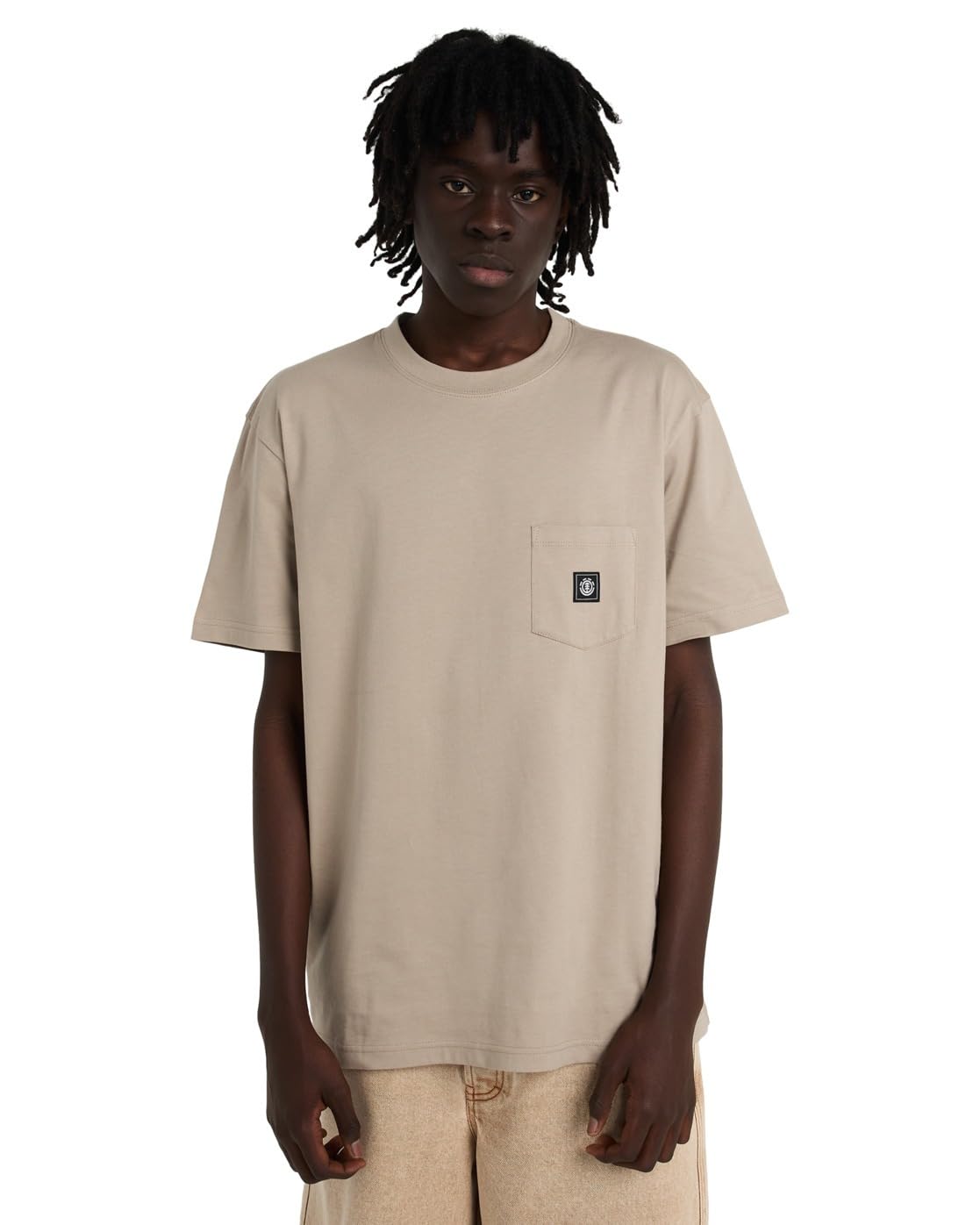 Element Icon Label Pocket - Short Sleeve T-Shirt - Men - Beige.