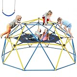 Hapfan 10 FT Climbing Dome with Hammock and Belt Swing, Outdoor Jungle Gym Climbing Toys for Kids 3-8, 8-12, Support 800LBS, Easy Asssembly, Rust-Resistant Playset