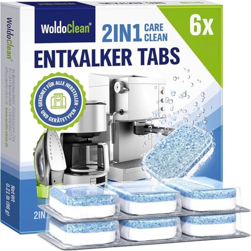WoldoClean 2in1 Coffee Machine Descaler and Cleaner Tablets 6 Count - compatible With Keurig, Nespresso, Delonghi, Miele, Coffee