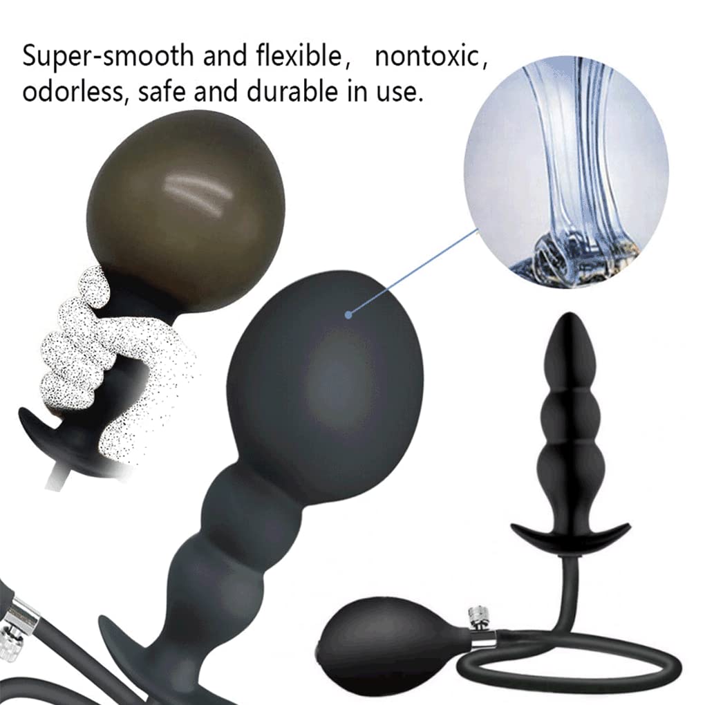 30 cm x 11 cm Anal Plug Anal 3 Perlas Tapón Anal Hinchable Boca Globo con Bomba Silicona Juguete Sexual Consolador para parejas/hombres/mujeres