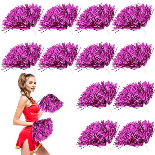 12 Stück Cheerleader Pompons: Cheerleader Puschel mit Griffen, Pompoms Cheerleading, Schön Pompons...