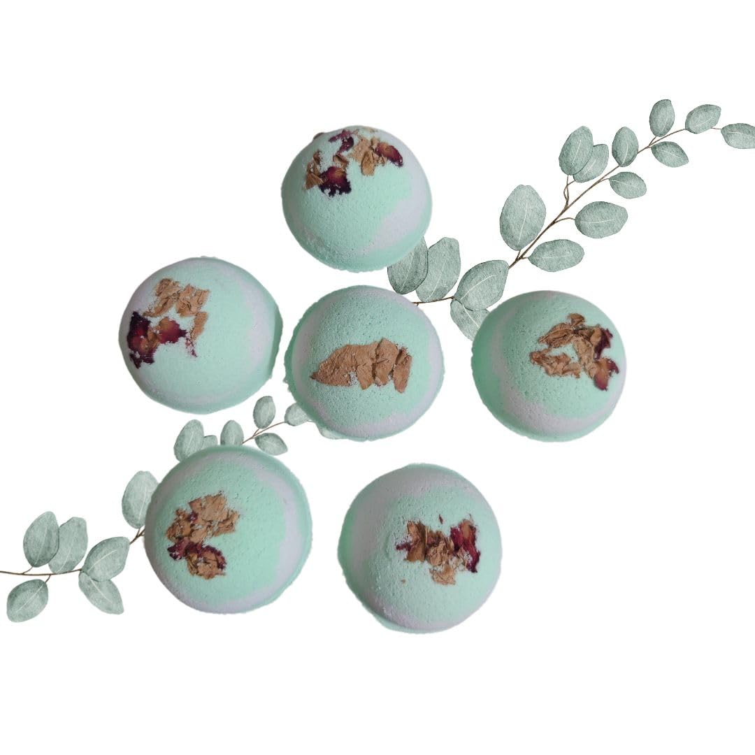 la natural handmade Eucalyptus Bath Bombs Set | Eucalyptus Essential Oil and Epsom Salt Bath Bombs | Natural Cleansing Bath Bombs | Ache Away Bath Bombs | Men and Women (60 Gm Each, Pack of 6)-picture-36