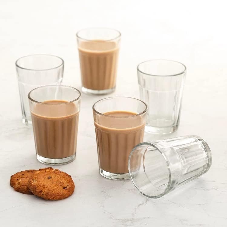 Indian Style Cutting Chai Glasses Tea Glass Small 100 ml Each Tea Glasses Drinking Glass (Set of 6), Tea_glass_6_set