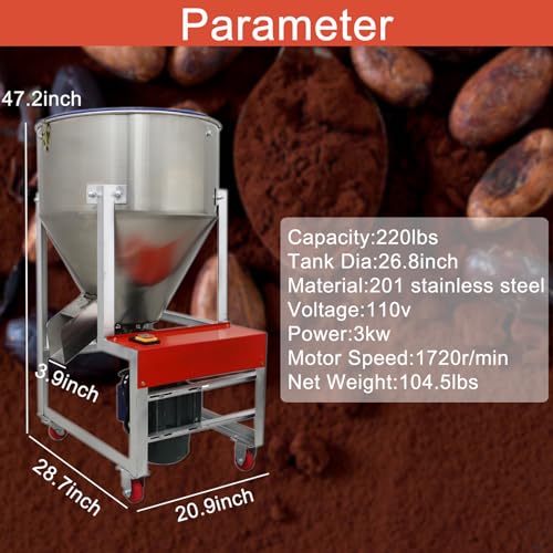 HayWHNKN-220lbs-Dry-Powder-Mixer-Blender-Feed-Mixing-Machine-for-Food-Grain-Plasctic-Particle-Granular-DryWet-Powder-Mixer-Stainless-Steel-3KW-110V
