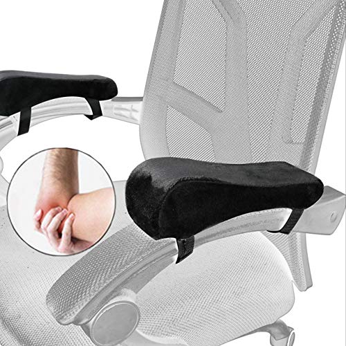 Chair Armrest Pads, Office Chair Armrest Pads with Ergonomic Memory Foam Comfortable Elbow Pillows for Office Chair Arm Support Forearm Pressure Relief Soft Cushion Anti-Slip Bottom (Black) - Thumbnail 6