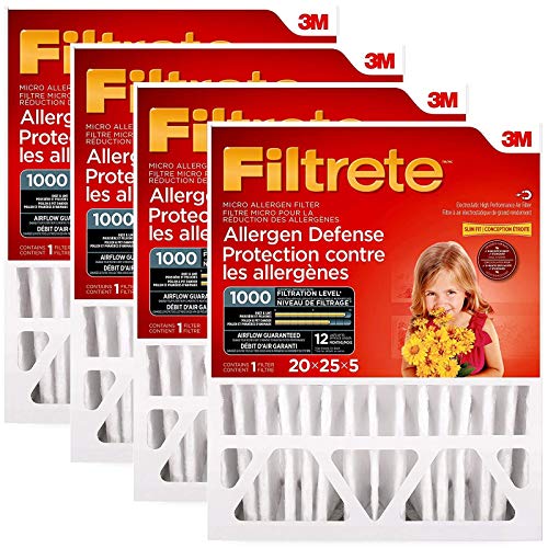 Filtrete 20x25x5 Furnace Filter, MPR 1000, MERV 11, Allergen Defense 12-Month Deep Pleated 5-Inch Air Filters, 4 Filters by Filtrete - Used condition - CA$123.45