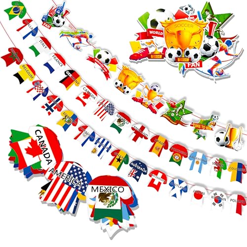 World Soccer Jersey String Flags Banner Bunting for Soccer Party Decorate Bar Football Party Garden School Sports Game Events