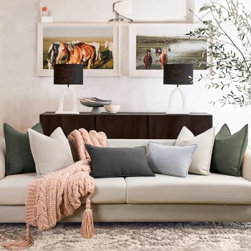 ZWJD Army Green Pillow Covers 18x18 Set of 2 Chenille Throw Pillow Covers with Elegant Design Soft and Luxurious Decorative Throw Pillows for Couch, Bed, and Home Decor